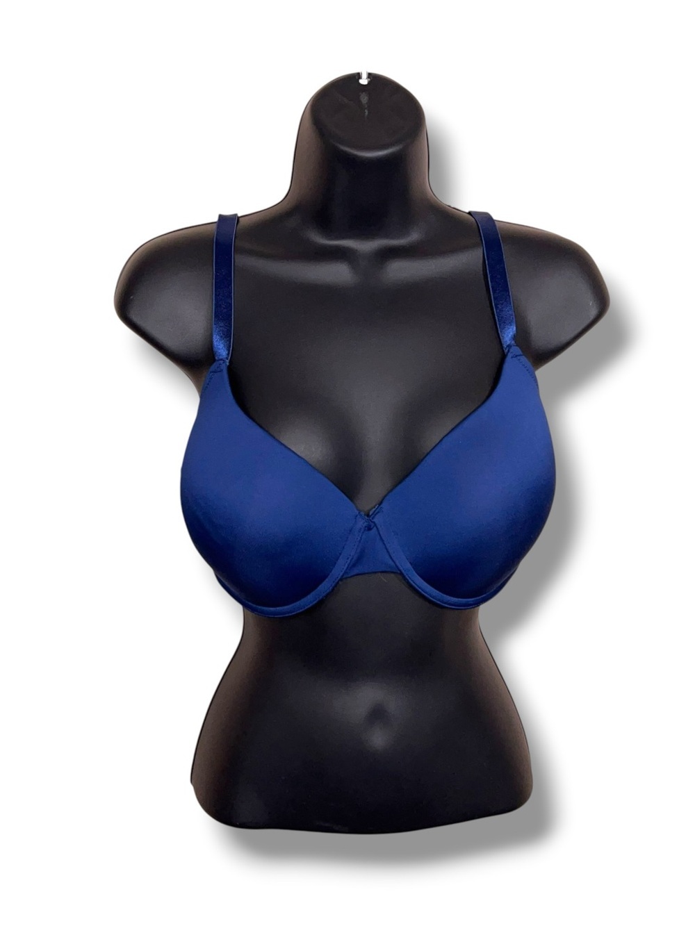 38D Maidenform Blue Lined Underwire Bra Satin Look Tshirt Bra Adjustable Straps